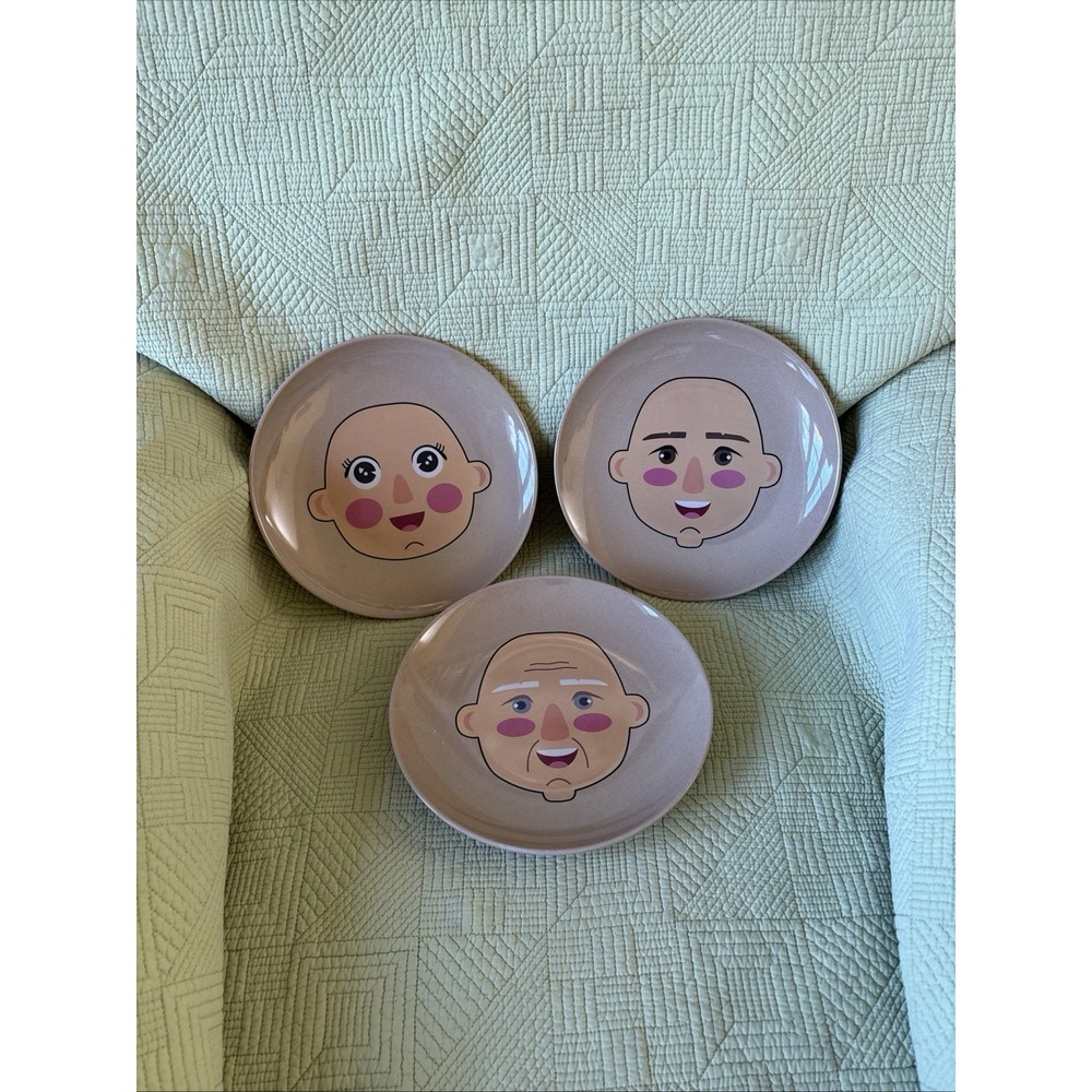 Fred Plays With His Food Face Plates Set of 3 Baby Man Grandpa